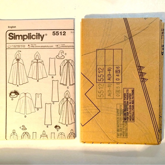 Simplicity 5512 Uncut Sewing Pattern for Kids Halloween Costumes (3-8) - Picture 6 of 9